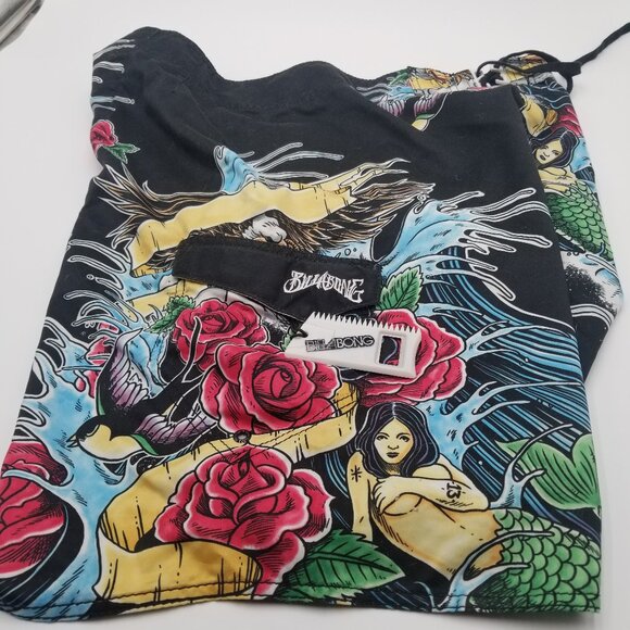 Billabong Board Shorts Y2K Men's Skull/Mermaid Print Size 39 NWOT - Picture 1 of 5